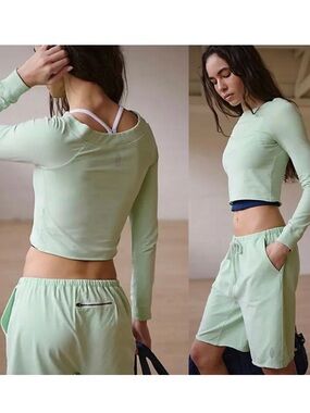 NWT FREE PEOPLE FP by Movement Hot Shot Easy 2 PC Set Cactus Green SZ: M